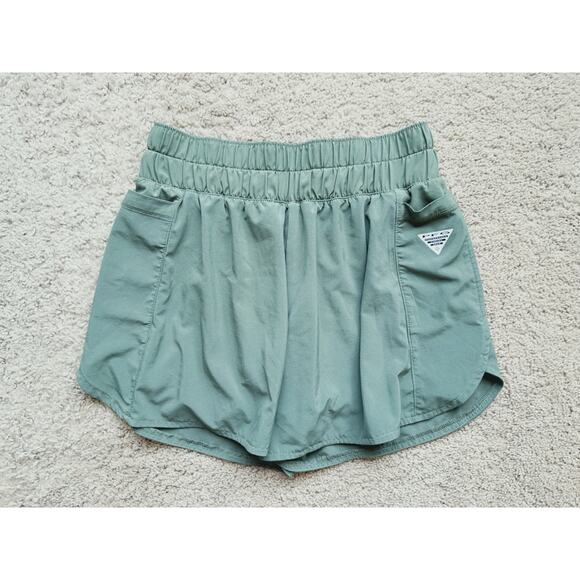 Columbia PFG Tidal Athletic Shorts Lined Pockets Olive Green Small Performance - Picture 4 of 8